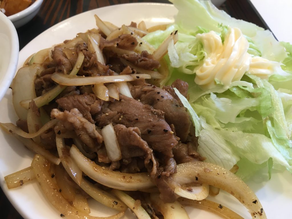 生姜焼き定食のアップ